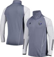 adidas Men's adidas Gray San Jose Earthquakes Warm Raglan COLD.RDY Top