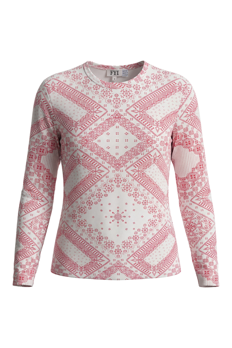 Mosaic Tile Ribbed Curved Hem Top, Main, color, Pink
