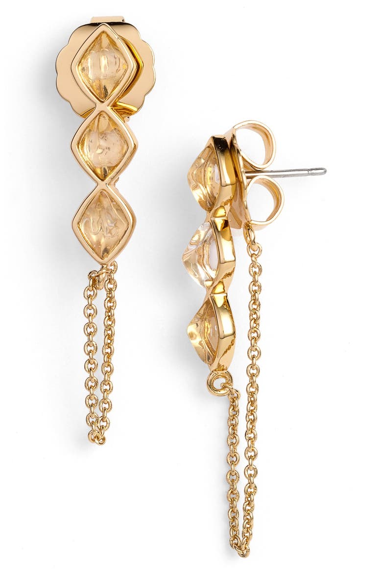 'Prestley Pyramid' Chain Earrings, Main, color, GOLD/ CRYSTAL