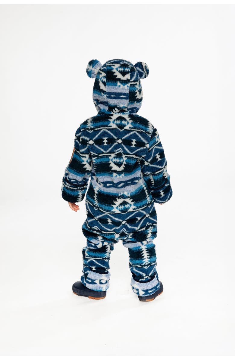 Deux par Deux Mid-Season Plush Animal Ear Hood Asymmetrical Zip One-Piece Outerwear, Alternate, color,