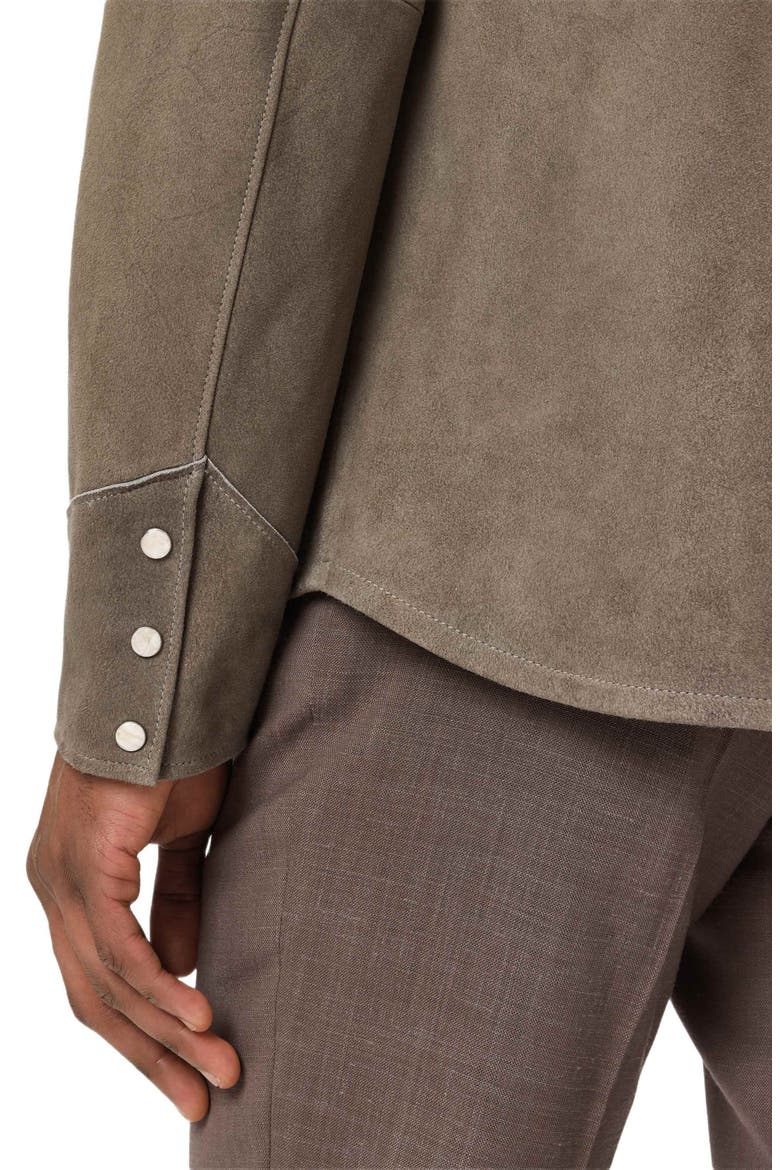Sage Suede Shirt Jacket, Alternate, color, HAZE GREY