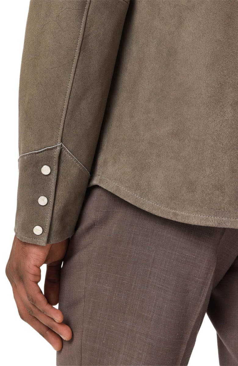 John Varvatos Sage Suede Shirt Jacket, Alternate, color, Haze Grey