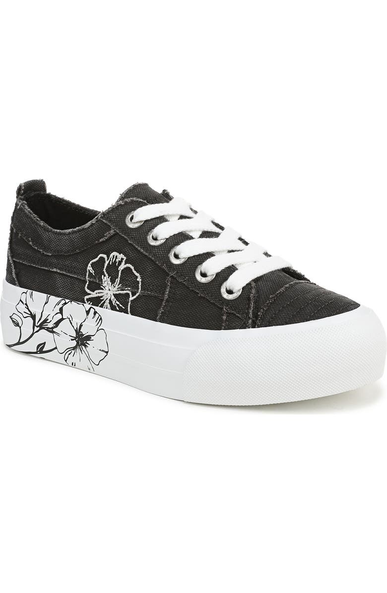 Blowfish Malibu Sadie Sun Embroidered Flower Platform Sneaker, Main, color, Black
