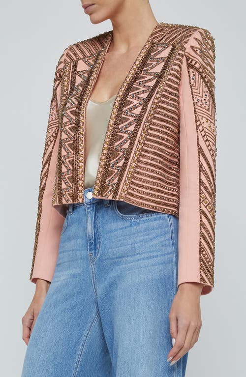L'agence Deco Beaded Crop Jacket In Pink