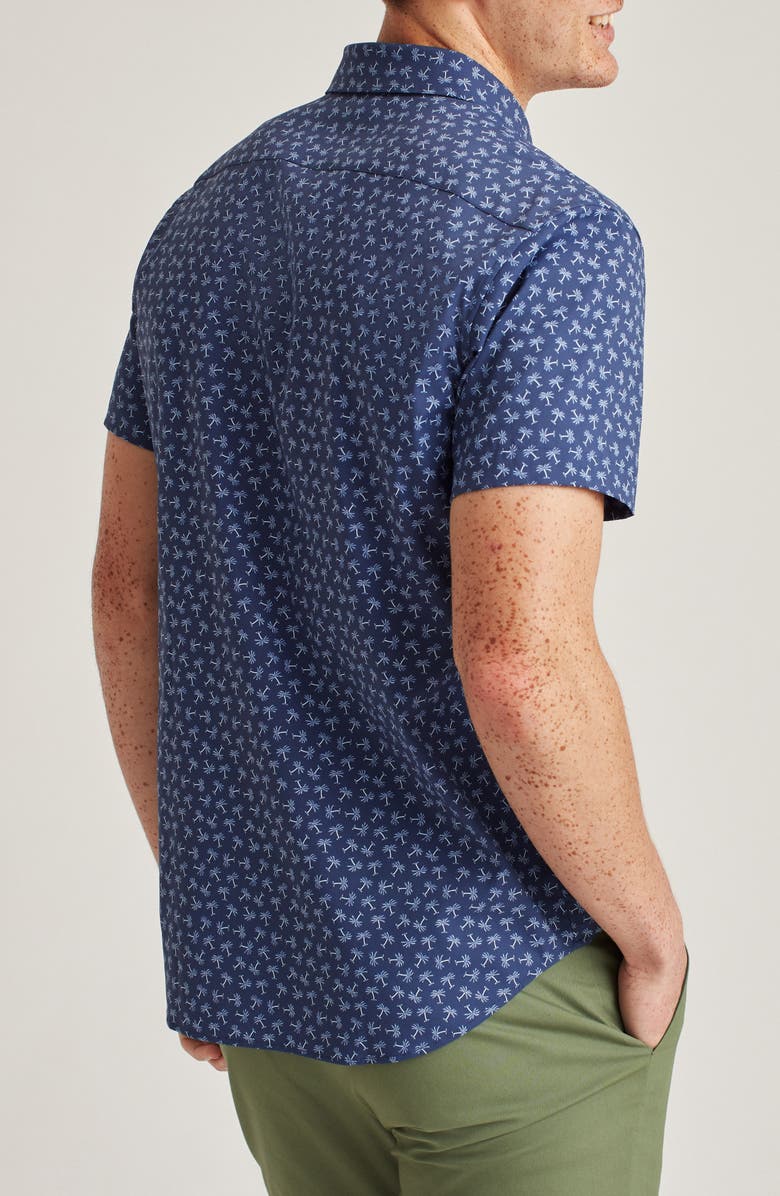 Bonobos Tech Palm Tree Short Sleeve Stretch Button-Up Performance Shirt, Alternate, color, 