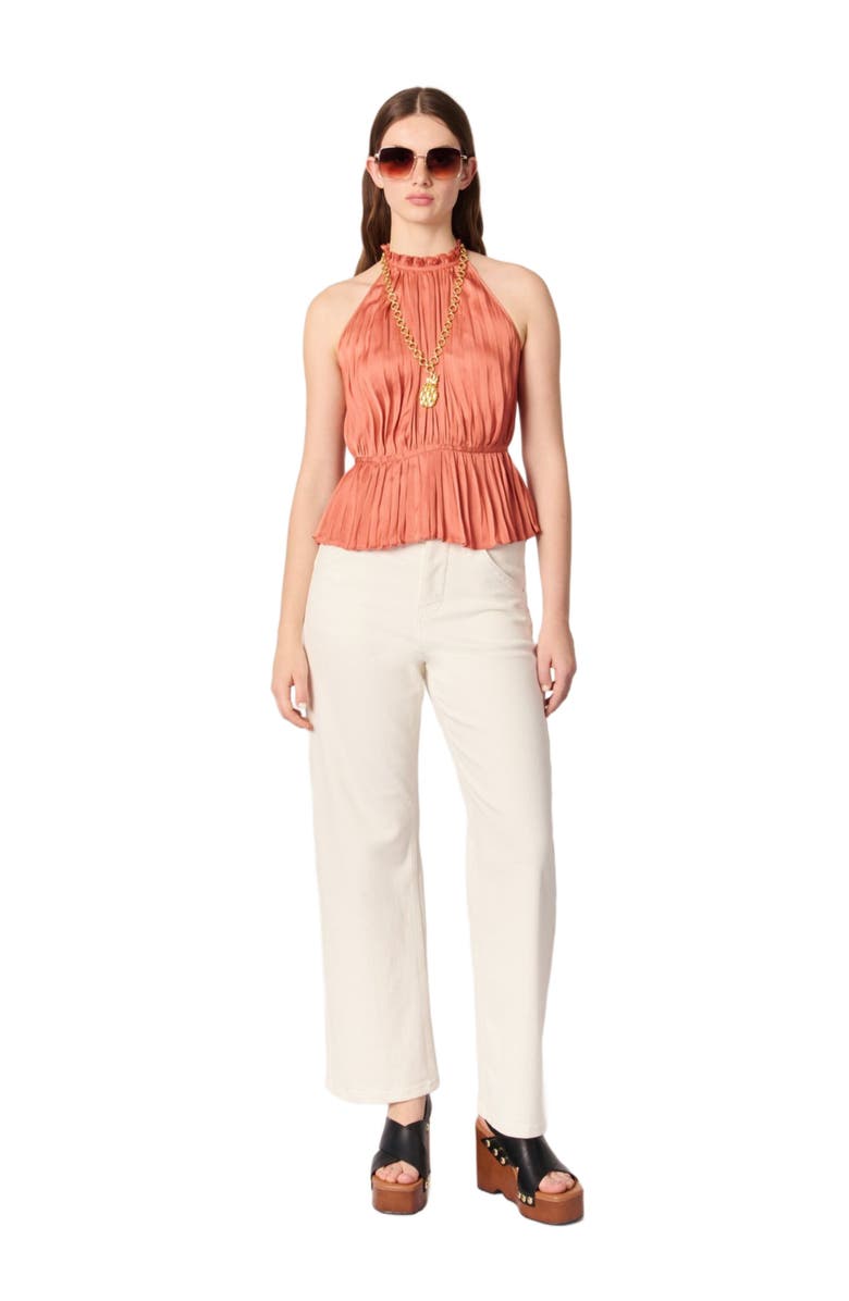 maje Sleeveless pleated top, Alternate, color, 