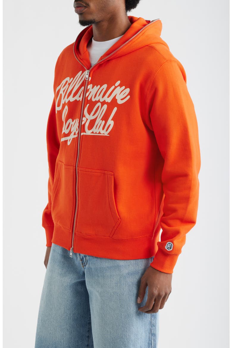 Script Logo Cotton Fleece Hoodie, Alternate, color, TANGERINE LILY