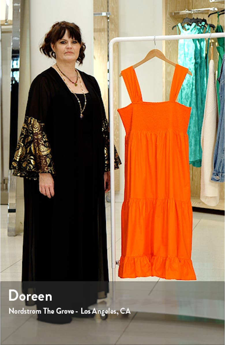 Smocked Tiered Cotton Midi Dress, sales video thumbnail