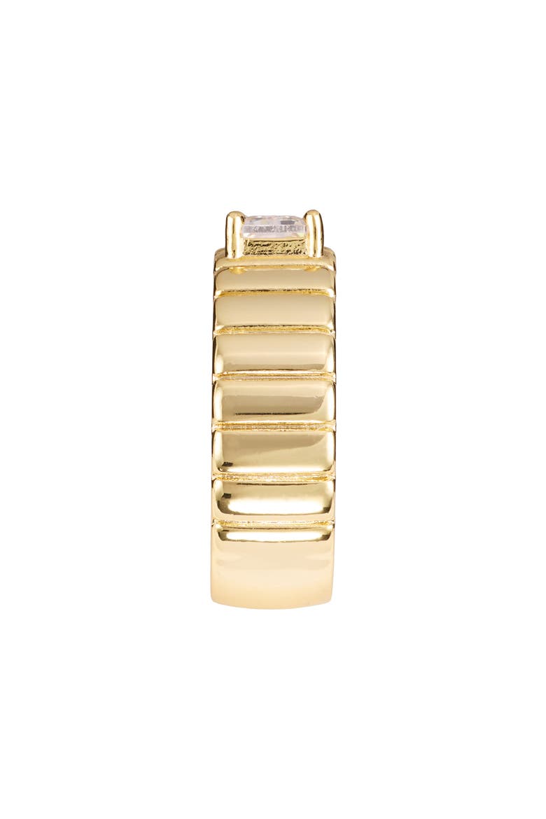 Modern Muse Emerald Cut CZ Ribbed Band Ring, Alternate, color, GOLD
