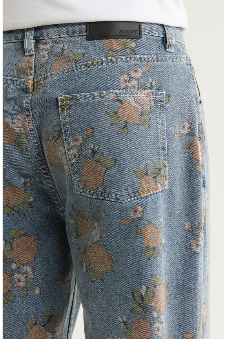 Bouquet Floral Print Jeans, Alternate, color, INDIGO