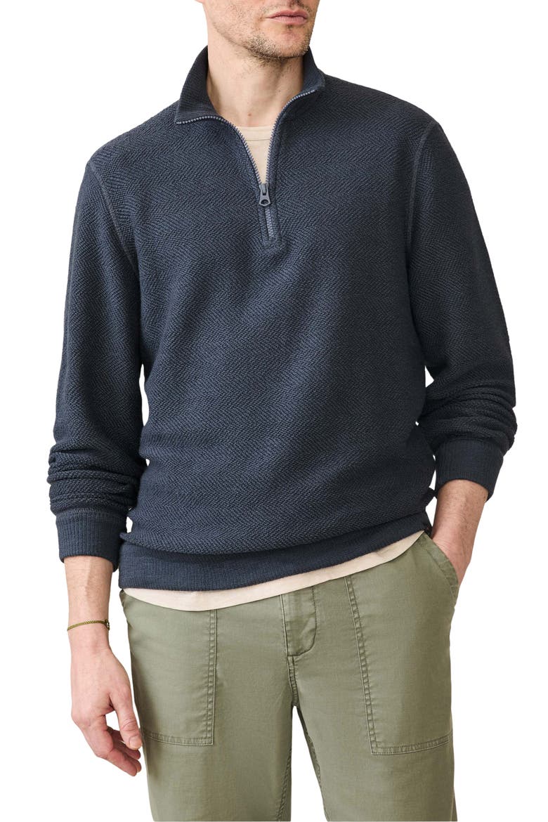 Whitewater Organic Cotton Blend Quarter Zip, Main, color, FJORD