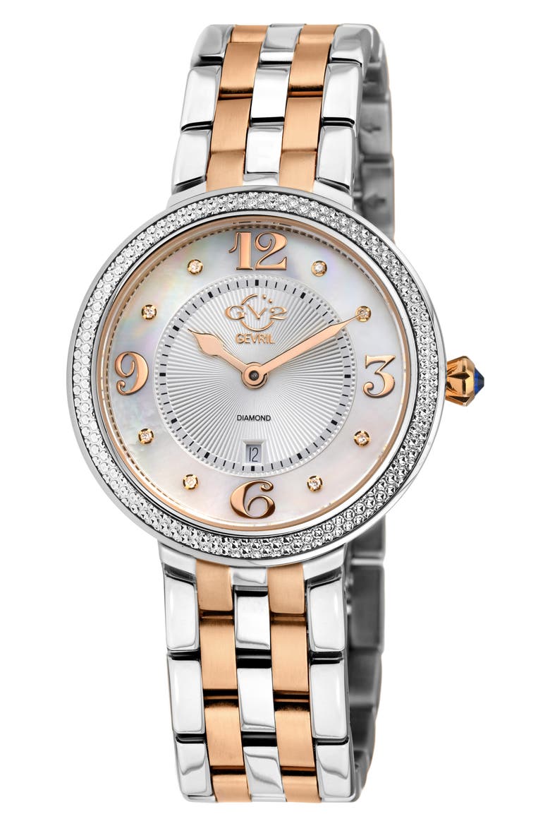 Verona Two-Tone Diamond Bracelet Watch, 37mm - 0.05 ctw., Main, color, TWO TONED SS/ IPYG