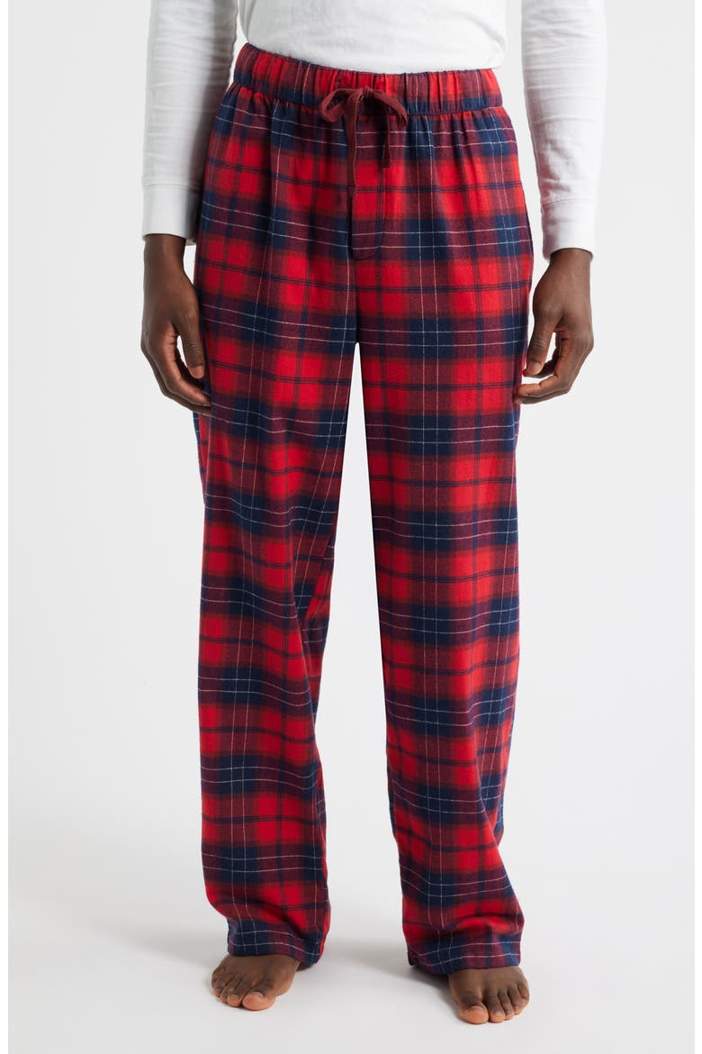 Plaid Flannel Pajamas, Alternate, color, RED- NAVY DAWSON PLAID