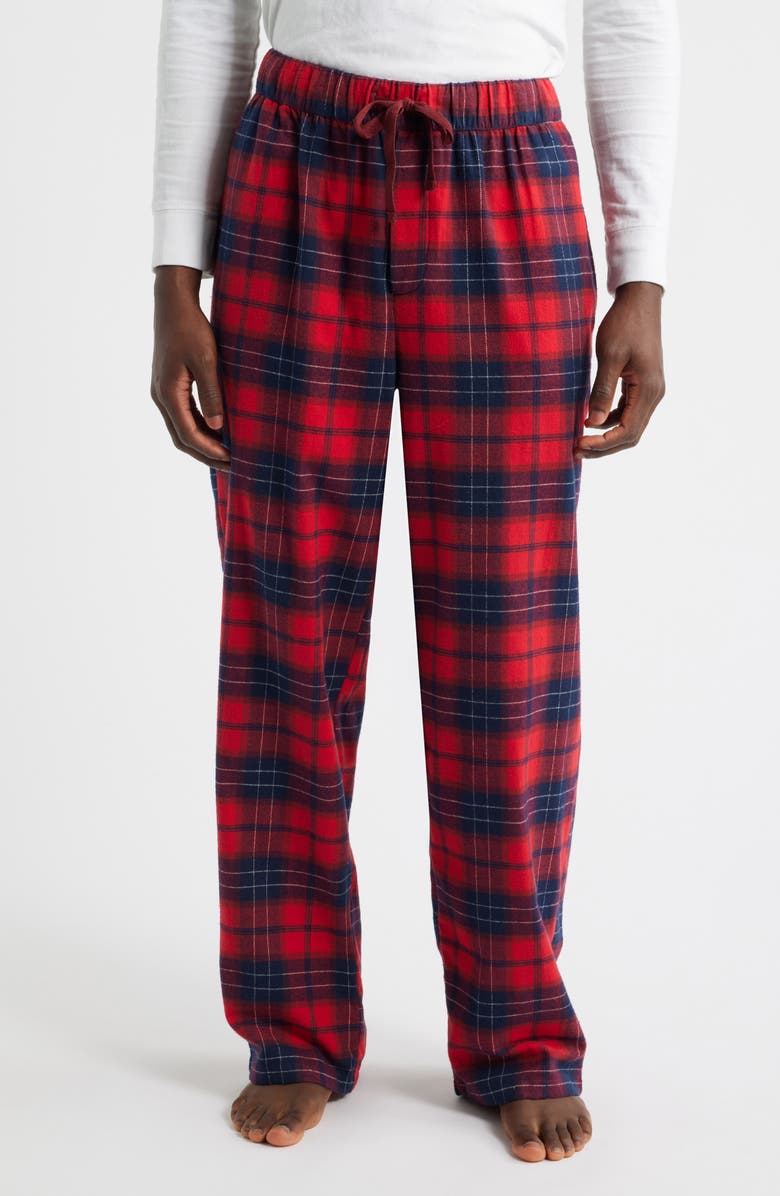Nordstrom Plaid Flannel Pajamas, Alternate, color, Red- Navy Dawson Plaid