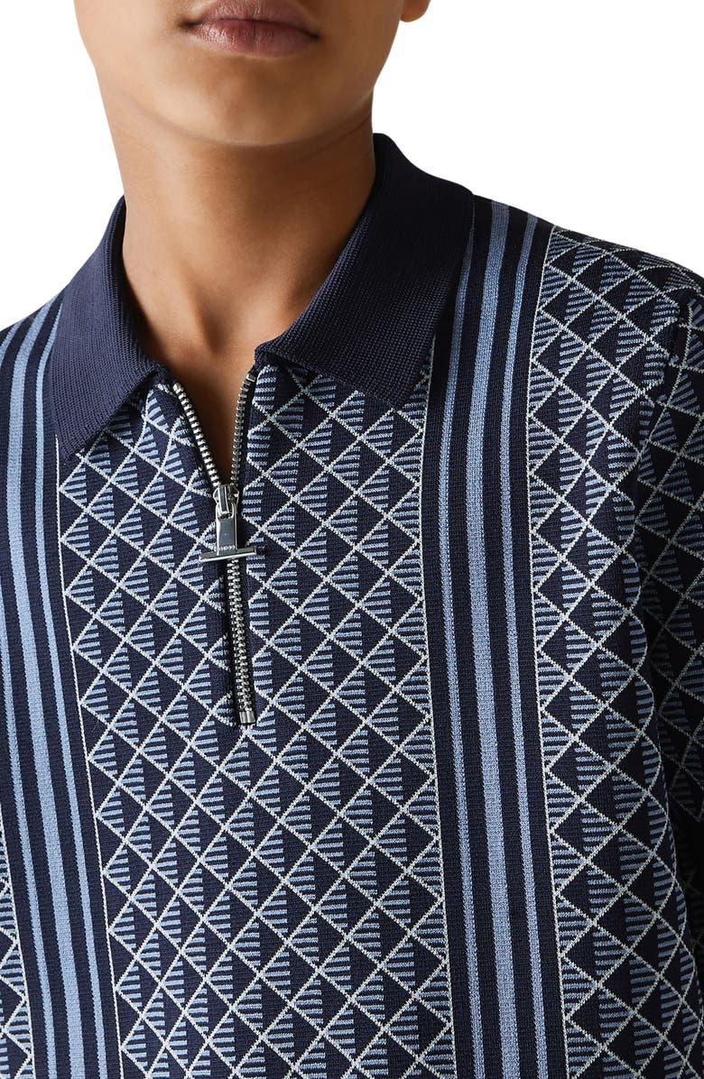 Reiss Kids' Sanderson Jacquard Quarter Zip Polo Sweater, Alternate, color, 