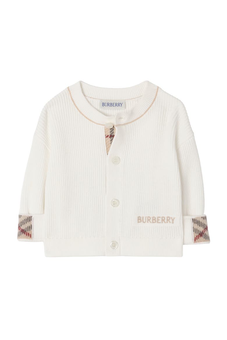 Logo Cotton Cardigan, Main, color, Ivory white