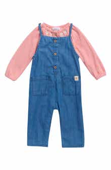 Calvin Klein Long Sleeve Top & Denim Romper Set