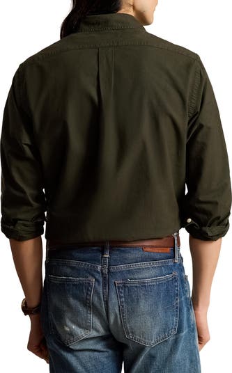 Solid Cotton Oxford Button-Down Shirt