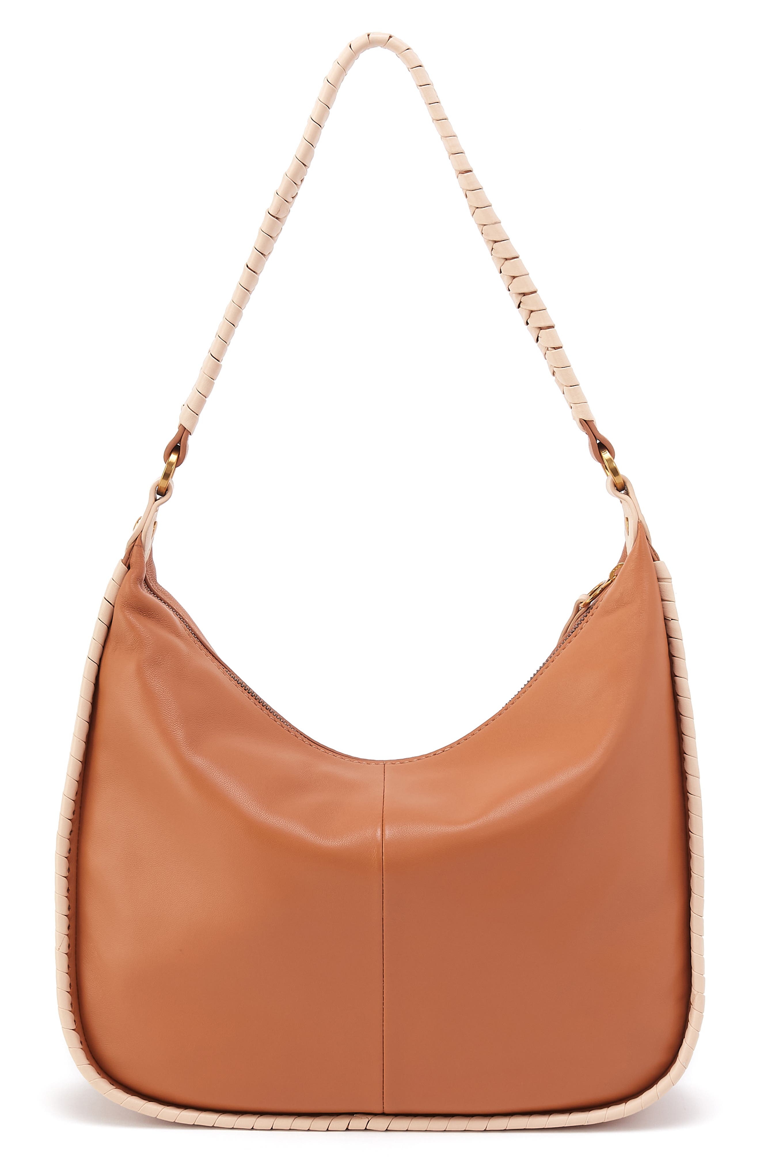 Large Mia Leather Crescent Hobo, Alternate, color, WARM CASHEW