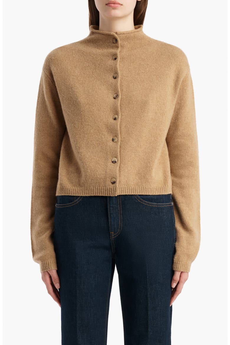 Annora Stretch Wool & Cashmere Cardigan, Main, color, CAMEL