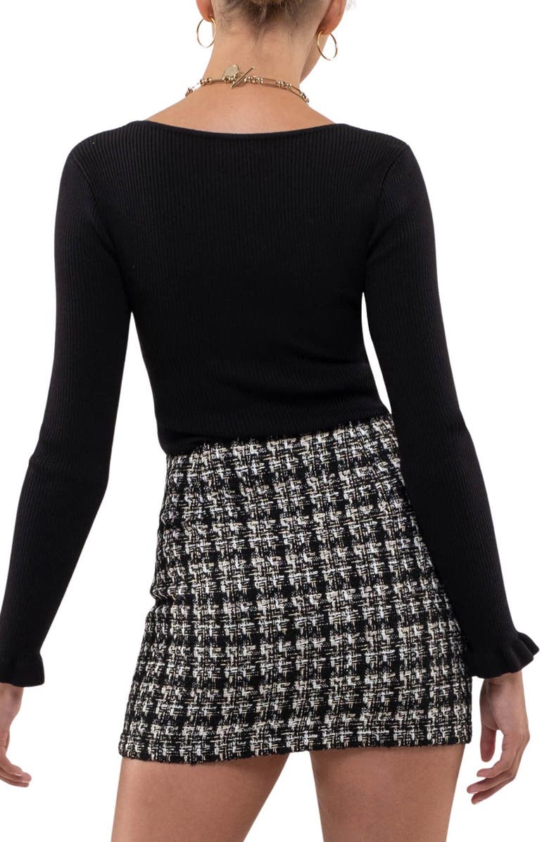 Blu Pepper Rib Ruffle Sweater, Alternate, color, 