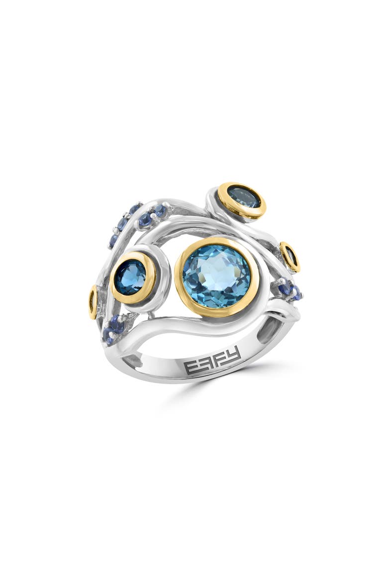Bezel Set Blue Topaz Cluster Ring, Main, color, BLUE