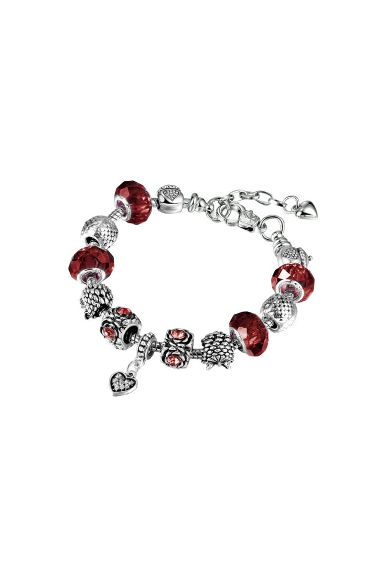 Heart Charm Bracelet, Main, color, Red