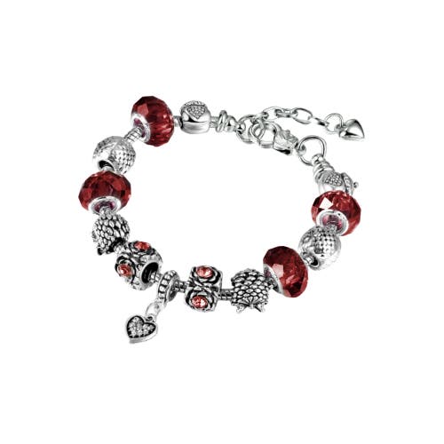 Donatello Gian Heart Charm Bracelet In Red