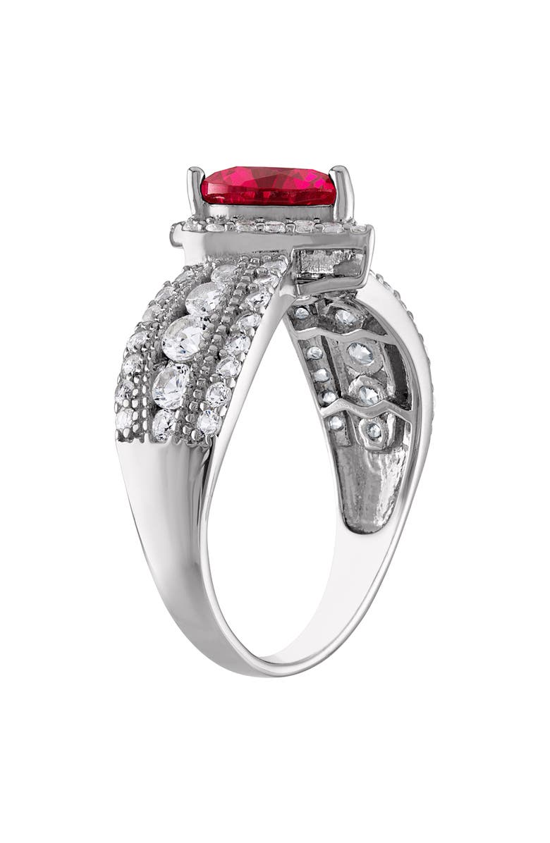 FZN Sterling Silver Lab Grown Ruby Heart Ring, Alternate, color, Red