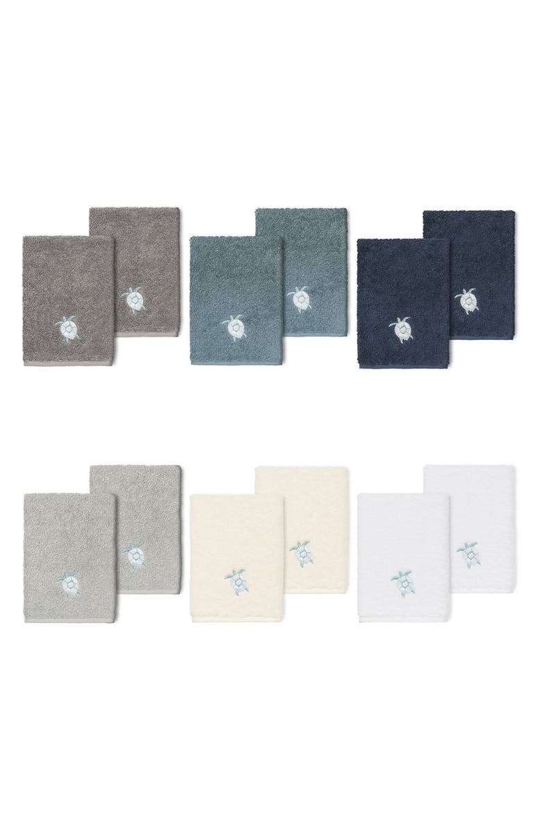 Linum Home Textiles Ava Embellished Washcloth - Set of 2 - Dark Gray, Alternate, color,