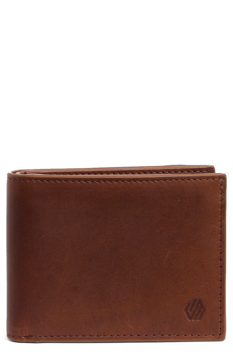 Johnston & Murphy Leather Bifold Wallet, Main, color, Mahogany