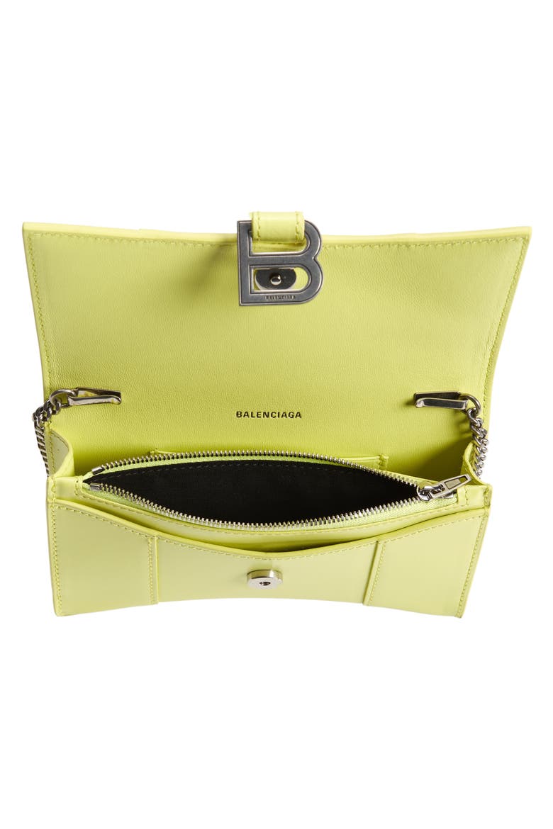 Hourglass Leather Wallet on a Chain, Alternate, color, LIME