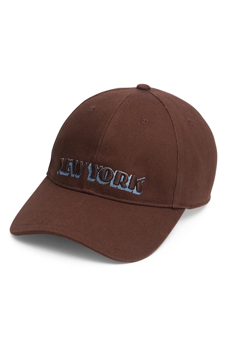 rag & bone Harlow Embroidered Cotton Twill Baseball Cap, Main, color, Dark Espresso
