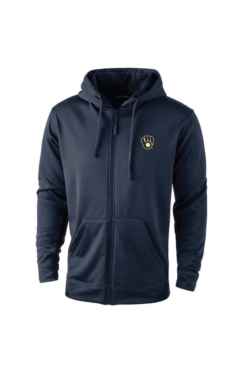 DUNBROOKE Men's Dunbrooke Navy Milwaukee Brewers Trophy Full-Zip Hoodie, Alternate, color,