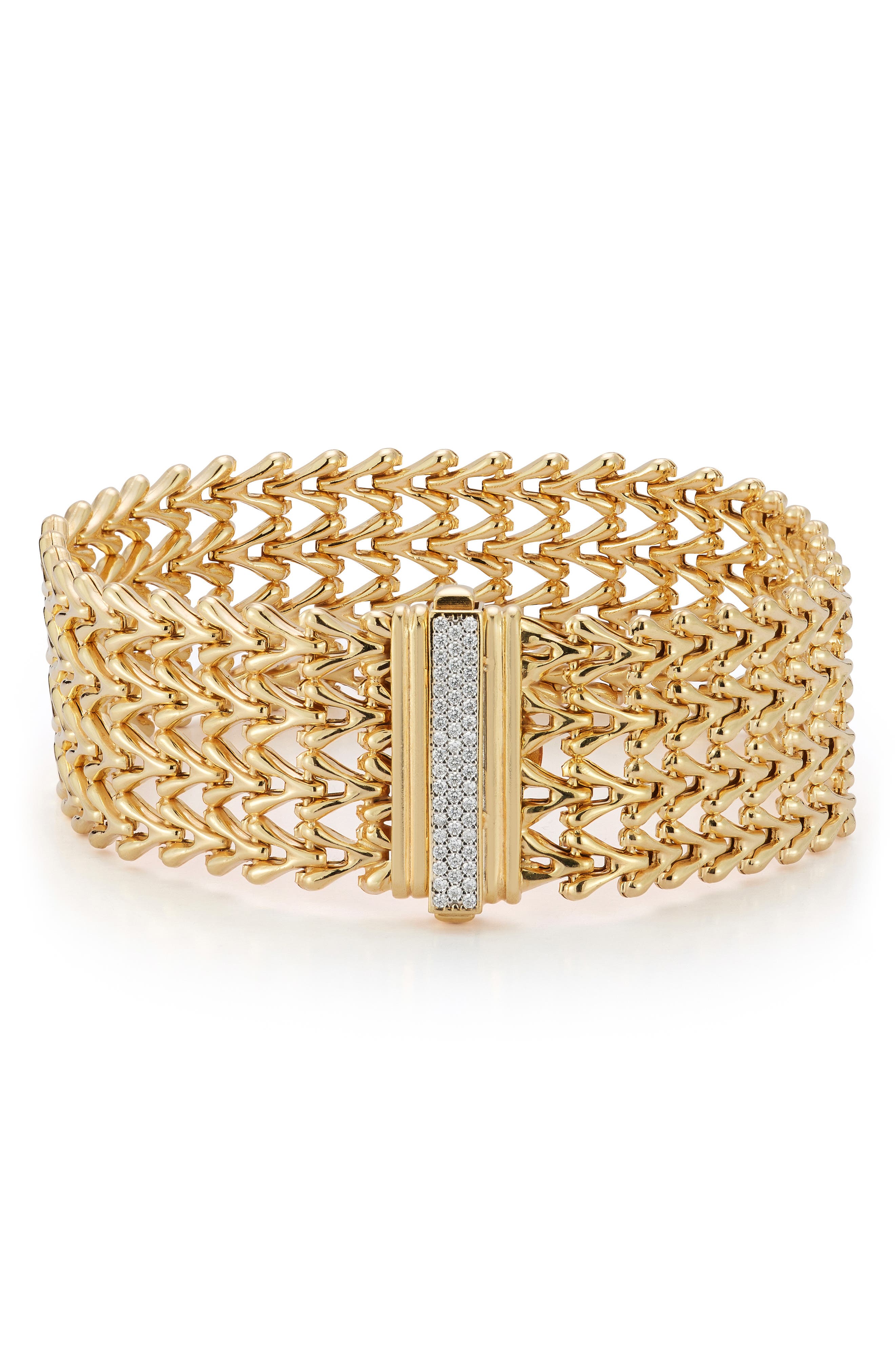 Sphera Milano Pav Cubic Zirconia Triple Row Weave Bracelet In Gold