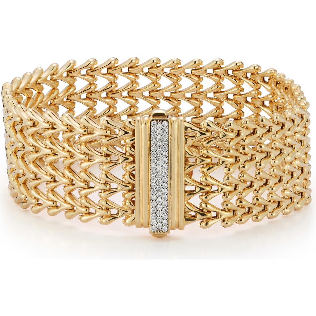 Sphera Milano Pav Cubic Zirconia Triple Row Weave Bracelet In Gold