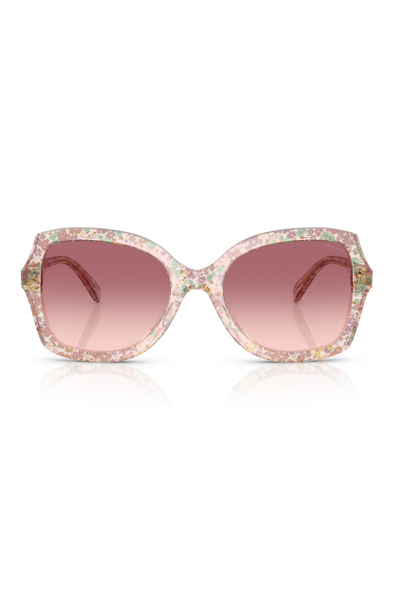 56mm Gradient Butterfly Sunglasses, Main, color, FLORAL FIELD / PURPLE PINK