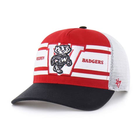 Youth '47 Red/Black Wisconsin Badgers Super Stripe Hitch Adjustable Trucker Hat
