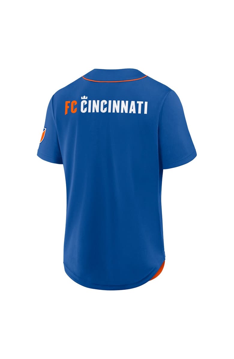 FANATICS Men's Fanatics Blue FC Cincinnati Injury Time Baseball Jersey, Alternate, color, Blue
