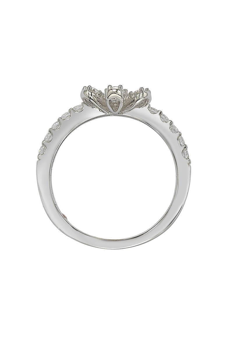 Pavé Cubic Zirconia Flower Ring, Alternate, color, WHITE