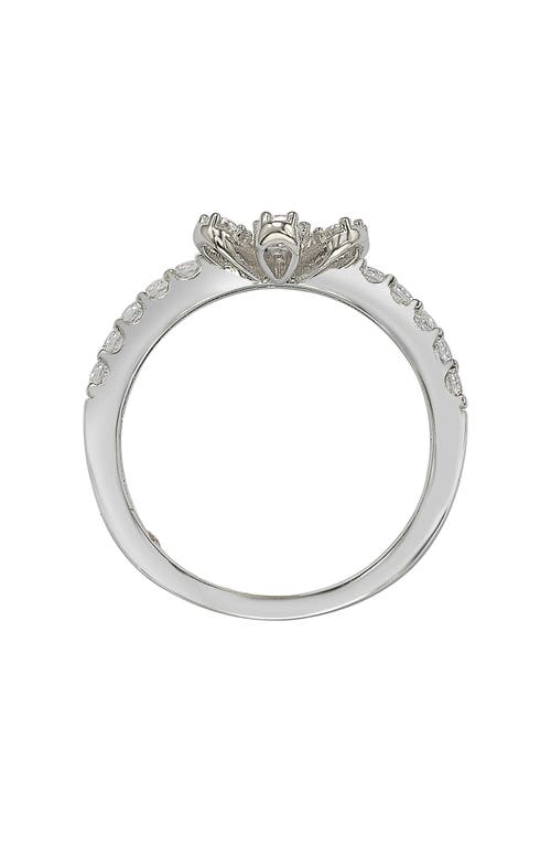 Suzy Levian Sterling Silver White Cubic Zirconia Flower Ring In Metallic