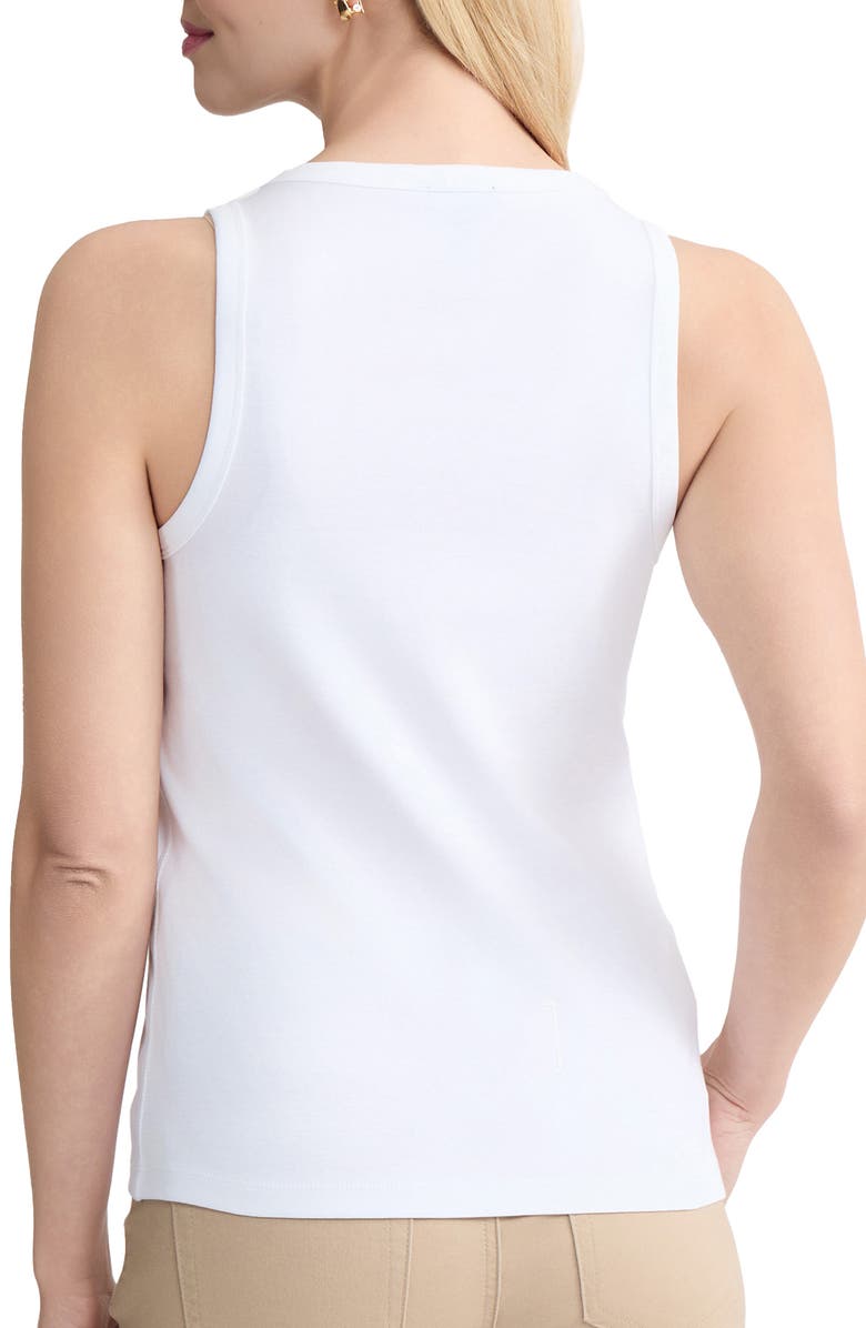 Jones New York Scoop Neck Cotton Tank, Alternate, color, Natural White
