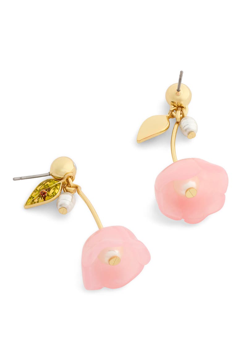 Floral Drop Earrings, Alternate, color, PINK