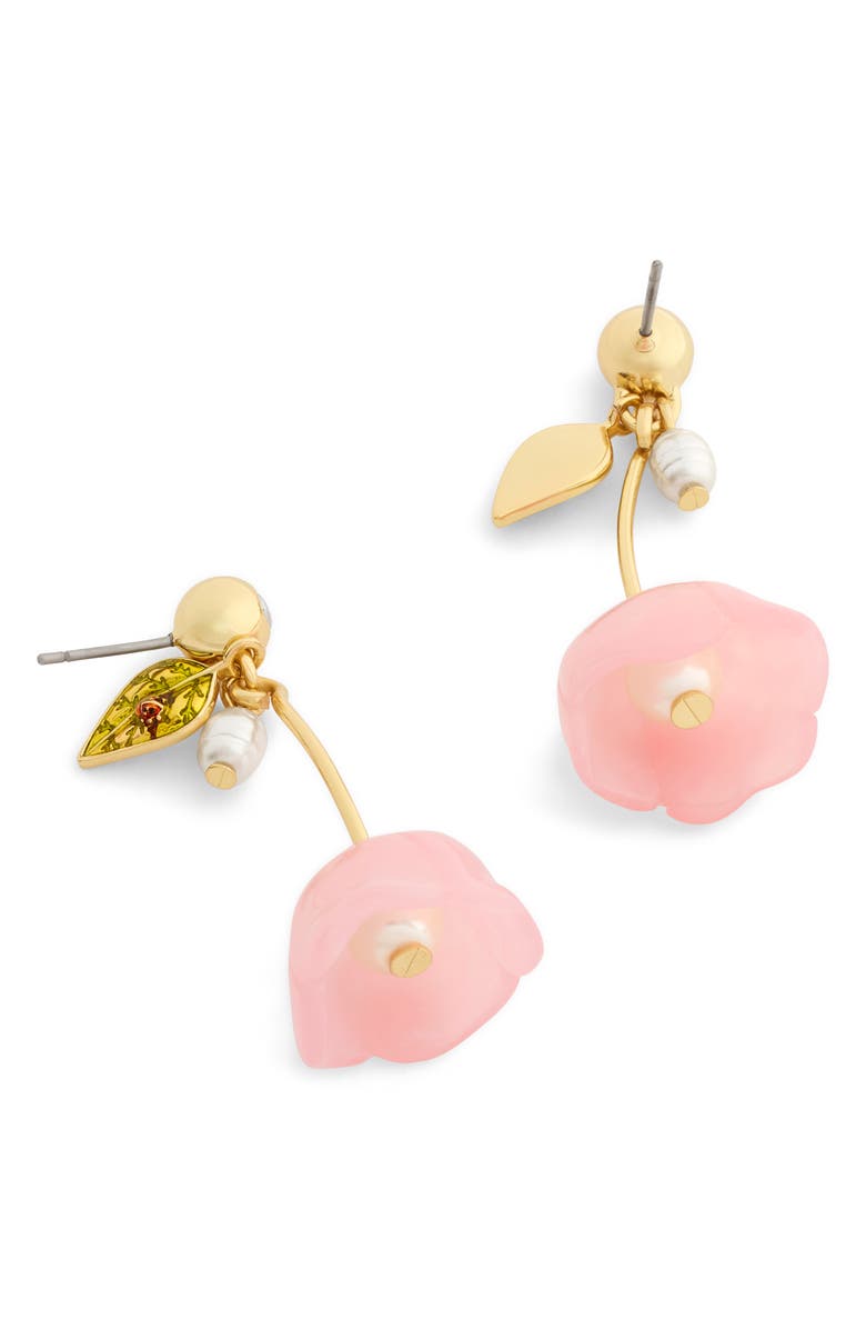 COACH Floral Drop Earrings, Alternate, color, Pink