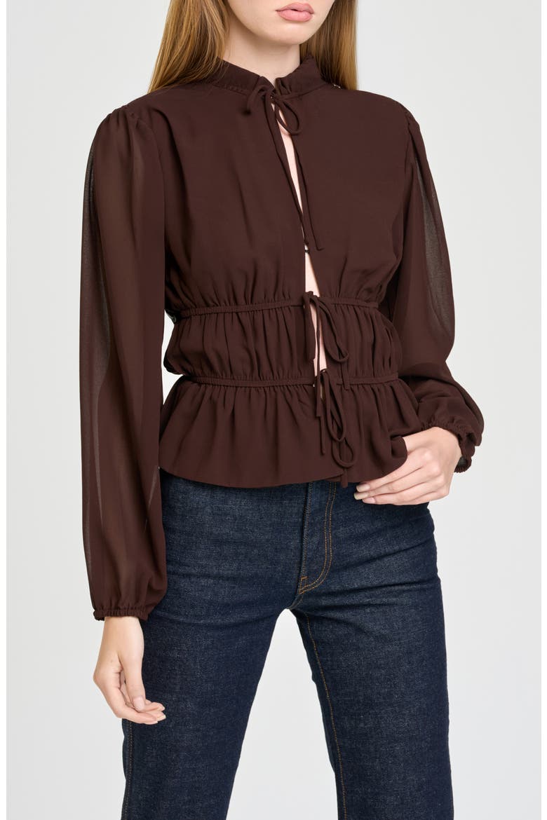 Elodie Gathered Top, Main, color, CHOCOLATE