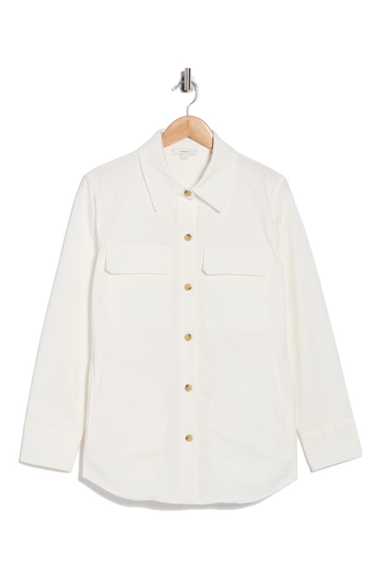 Washed Cotton Blend Shirt Jacket, Alternate, color, OFF WHITE