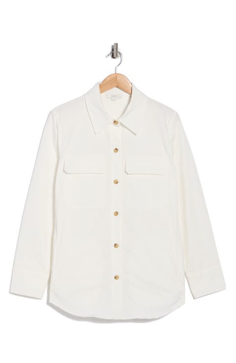 Washed Cotton Blend Shirt Jacket