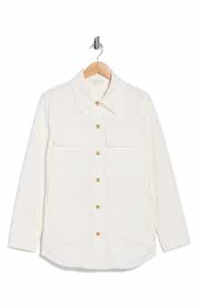 Washed Cotton Blend Shirt Jacket