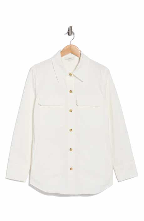 Washed Cotton Blend Shirt Jacket