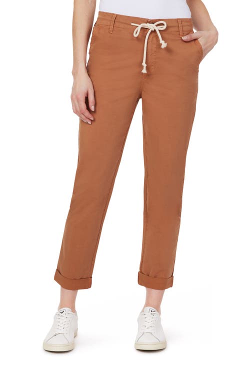 Rolled Hem Drawstring Girlfriend Pants